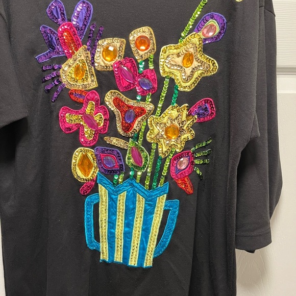 Victoria Harbour Black Sweater with Colorful Floral Design - Picture 2 of 6
